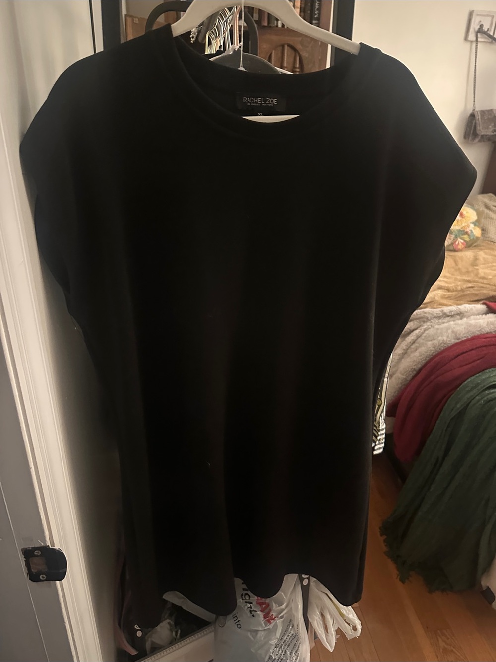 Rachel Zoe Black Cap-Sleeve Tunic Top